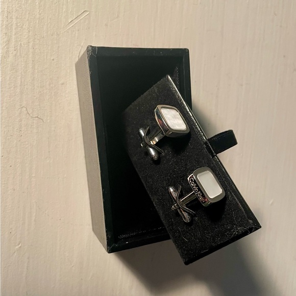 Calvin Klein Silver and White Cufflinks - Picture 4 of 7